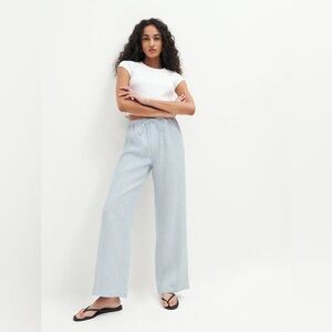 Reformation Olina Linen Pant Sourdough Stripe - Size L